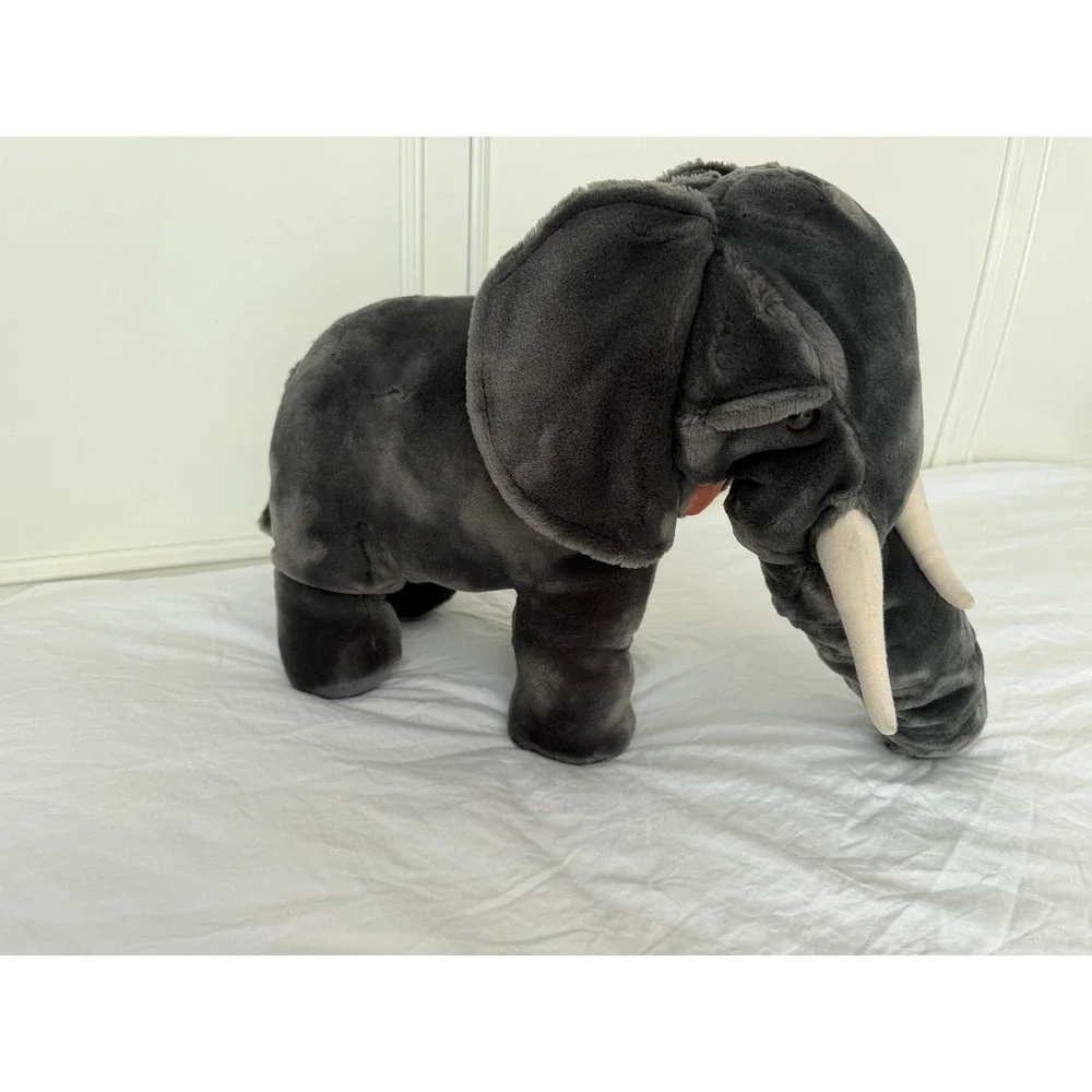Folkmanis Plush Elephant Stuffed Animal Soft Toy Charcoal Grey Safari HandPuppet